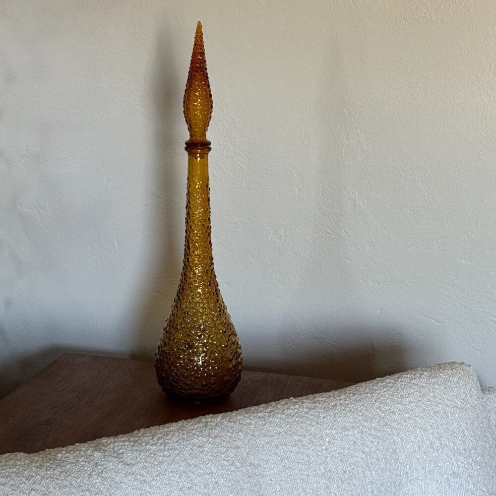 Vintage Empoli Genie Amber Glass Decanter - Italian